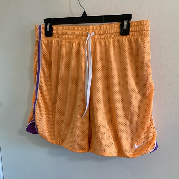 Nike Mens Medium Orange and Purple Classic Style Basketball Athletic Shorts - Picture 1 of 8
